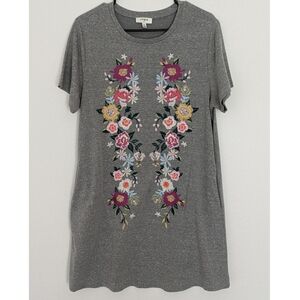 Floral Embroidered T-shirt Dress